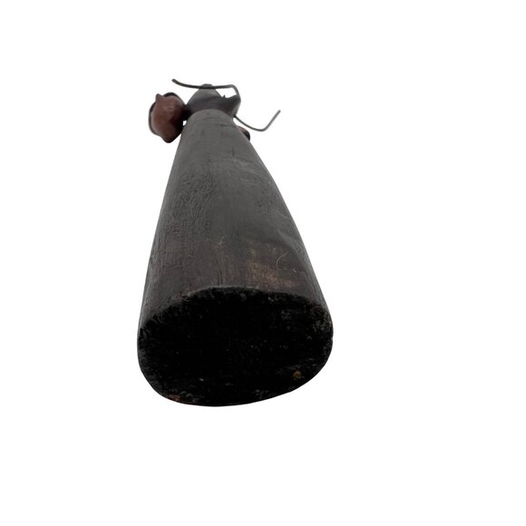 Hand-Carved Wooden Figurine Of Woman With Jug Black & Brown 10" Tall Handpainted - Picture 6 of 6